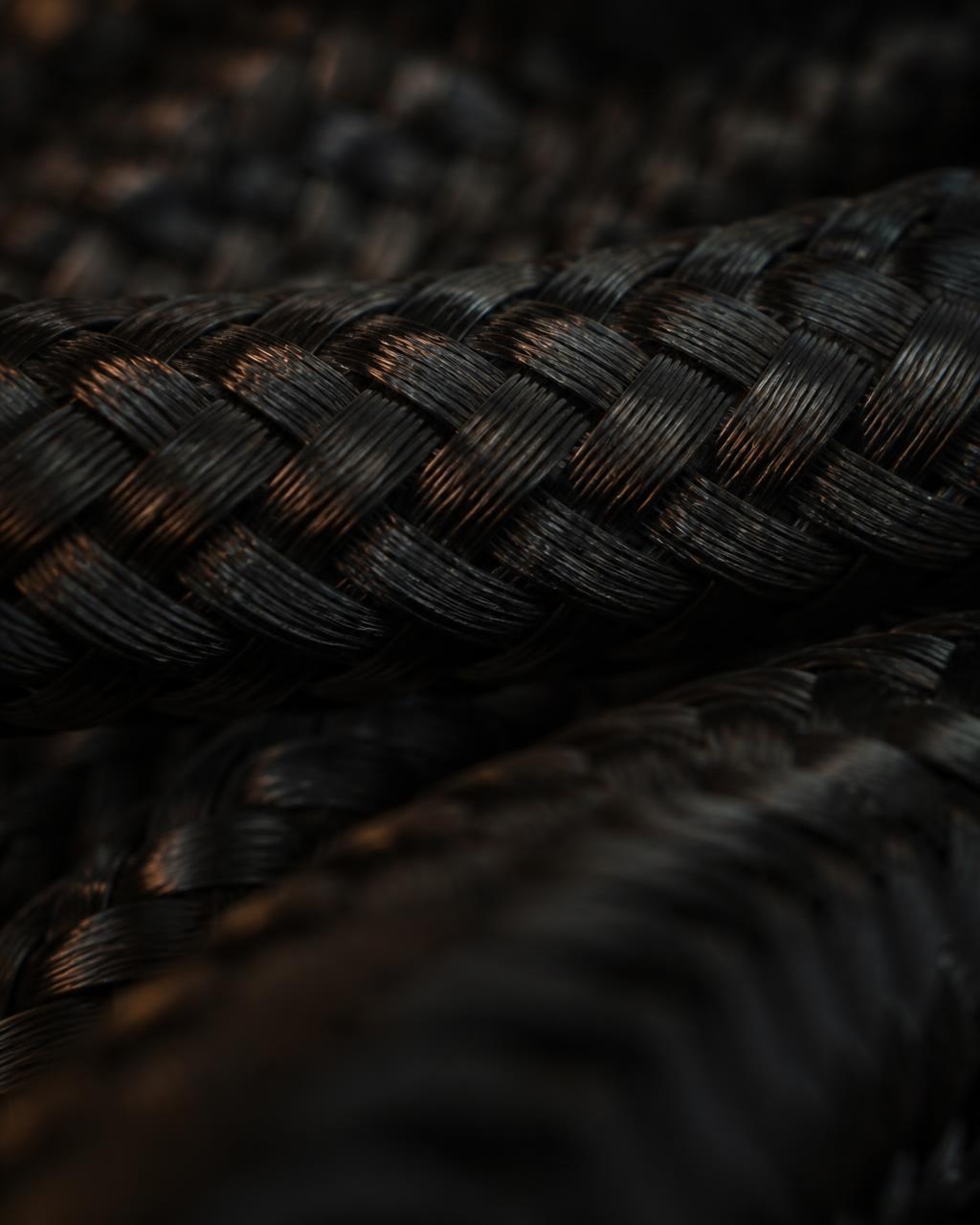 Macro detail of the braided jacket weave on a Pi-Cables lead